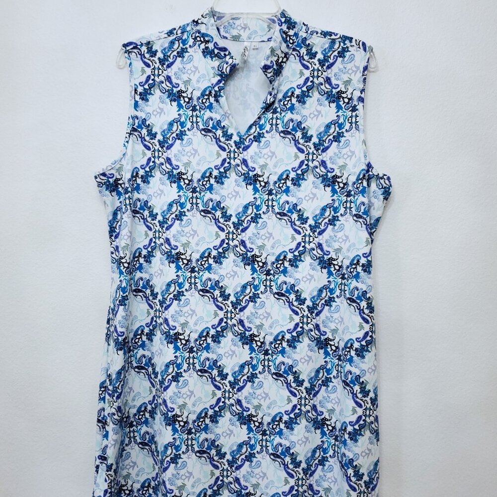 Lulu-B Women's Sleeveless Floral Paisley UPF50+ Travel Swing Tennis Dress XLarge - Picture 3 of 15